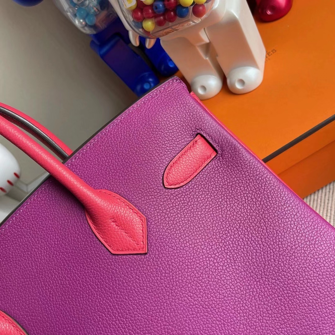 Hermès（爱马仕）Birkin 30cm  海葵紫拼桃红 金扣 马蹄印 顶级手缝
