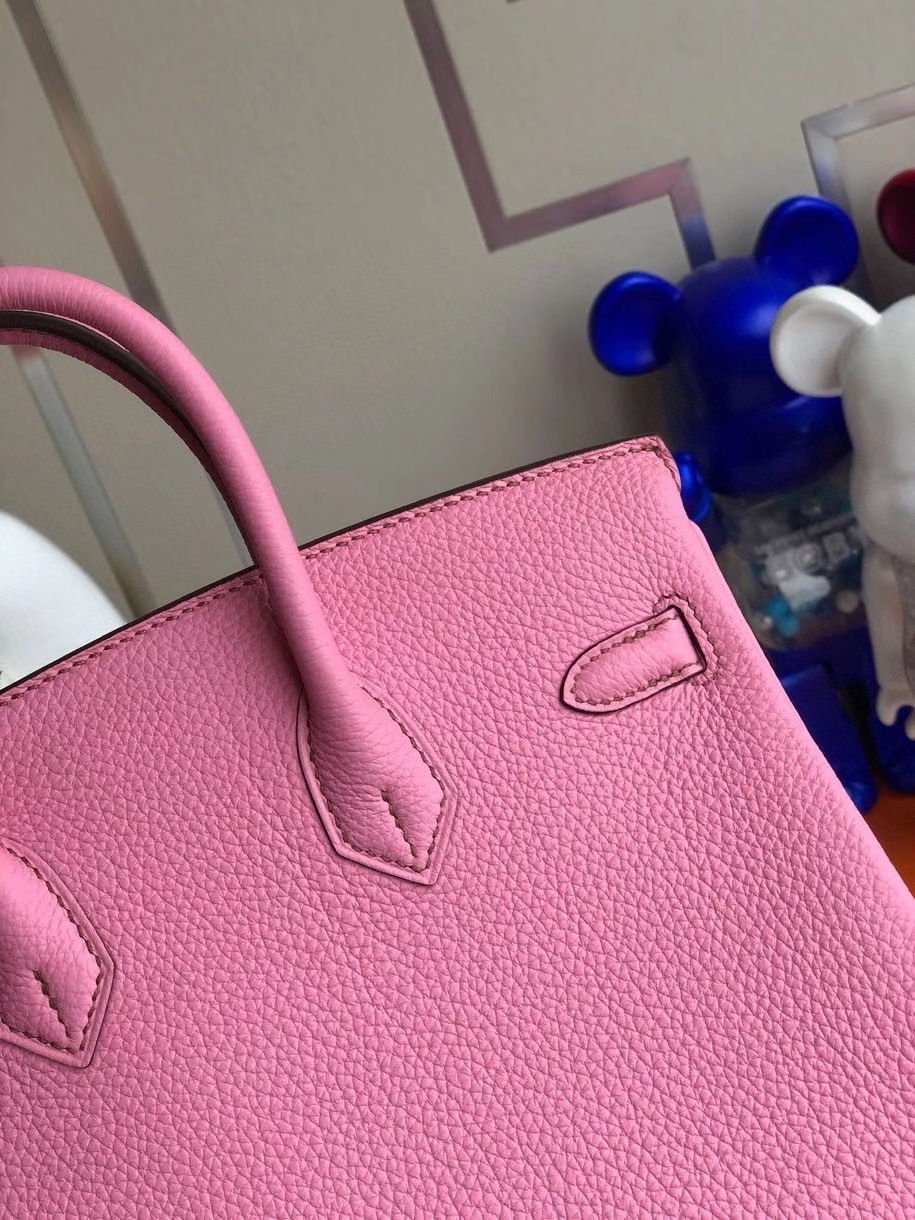 Hermès（爱马仕）Birkin 25cm 原厂小牛皮  5p 樱花粉 银扣 顶级手缝 现货