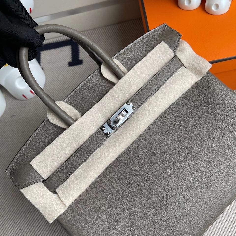 Hermès（爱马仕）Birkin 25cm Swift  ck81 大象灰 Etoupe 银扣 顶级手缝 现货