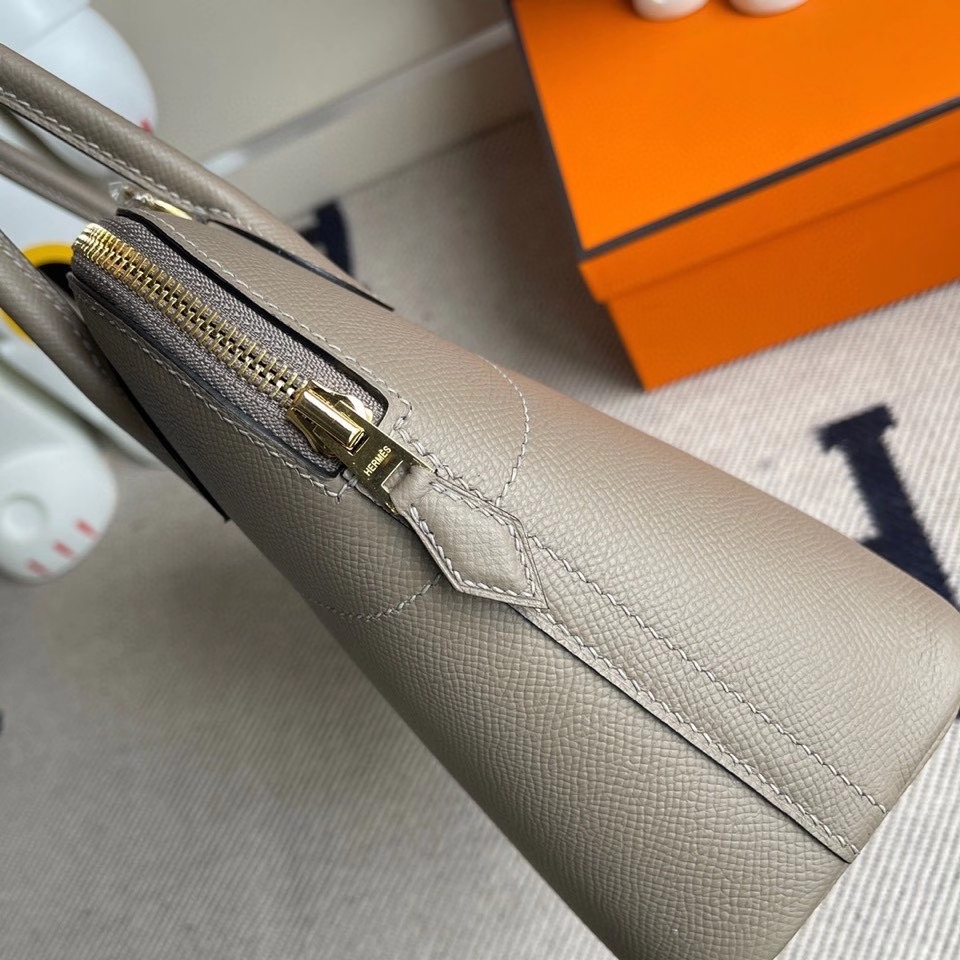 Hermès（爱马仕）Bolide 27cm Epsom 原厂掌纹皮 M8 沥青灰 金扣 顶级手缝