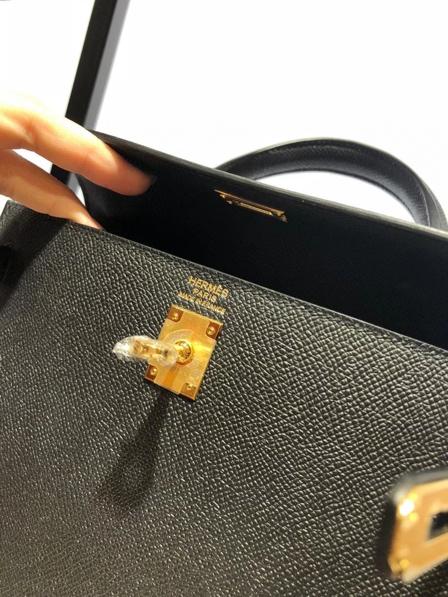 Hermès(爱马仕)Kelly 25cm Epsom 原厂掌纹皮 ck89 黑色 Noir 金扣 顶级手缝 到货-拉尔森鳄鱼皮具定制 - 爱马仕包包官网 Hermès(爱马仕)Kelly 25cm Epsom 原厂掌纹皮 ck89 黑色 Noir 金扣 顶级手缝 到货