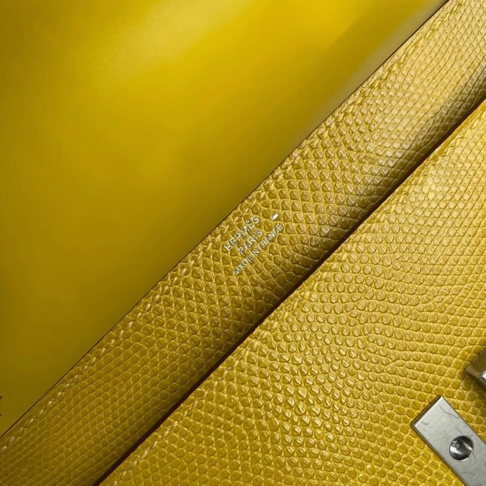 Hermès（爱马仕）Verrou 21cm  Lizard 进口亮面蜥蜴 9R柠檬黄 Lime 银扣 顶级手缝 定制