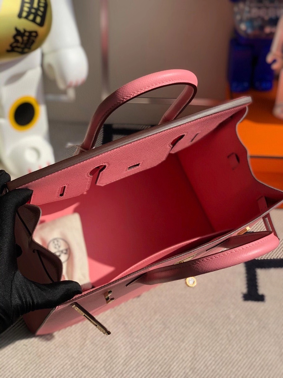 Hermès(爱马仕)Birkin 30cm Epsom 原厂掌纹皮 外缝 1Q奶昔粉 rose confetti 金扣 顶级手缝 定制-拉尔森鳄鱼皮具定制 - 爱马仕包包官网 Hermès(爱马仕)Birkin 30cm Epsom 原厂掌纹皮 外缝 1Q奶昔粉 rose confetti 金扣 顶级手缝 定制