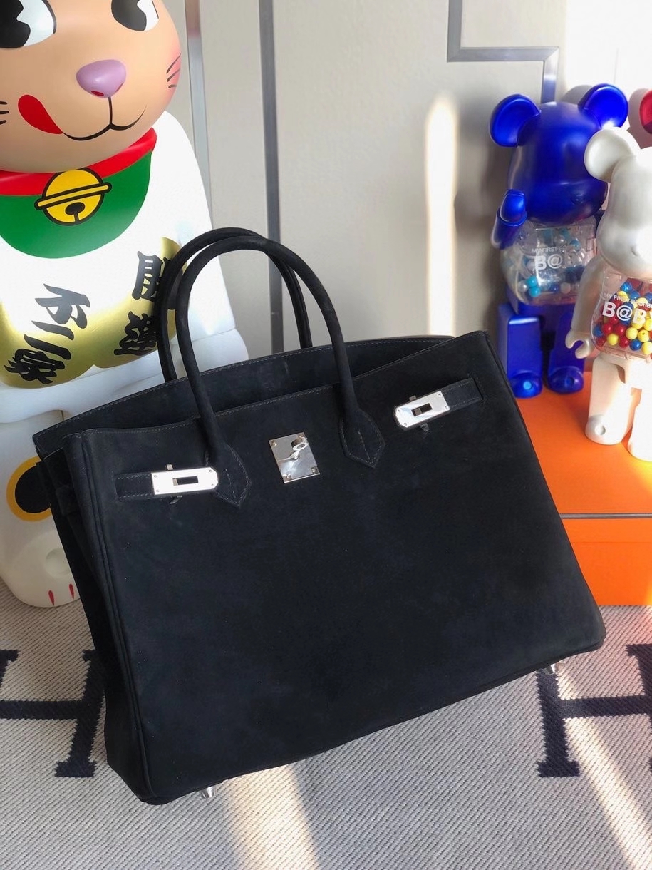 Hermès（爱马仕）Birkin 35cm 麂皮 ck89黑色noir 银扣 顶级手缝