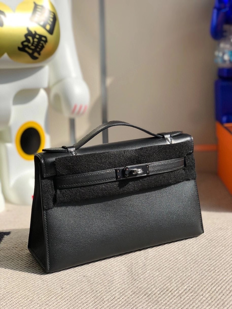 Hermès（爱马仕）Mini kelly pochette 22cm Swift  ck89 黑色 黑扣 So black 顶级手缝