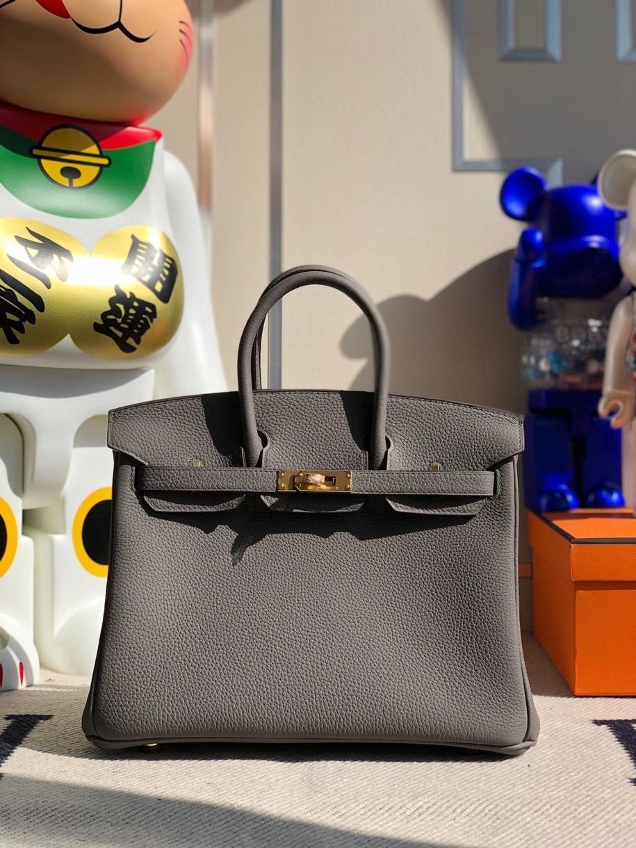 Hermès（爱马仕）Birkin 25cm 原厂小牛皮 togo 8F 锡器灰 Etain 金扣 顶级手缝