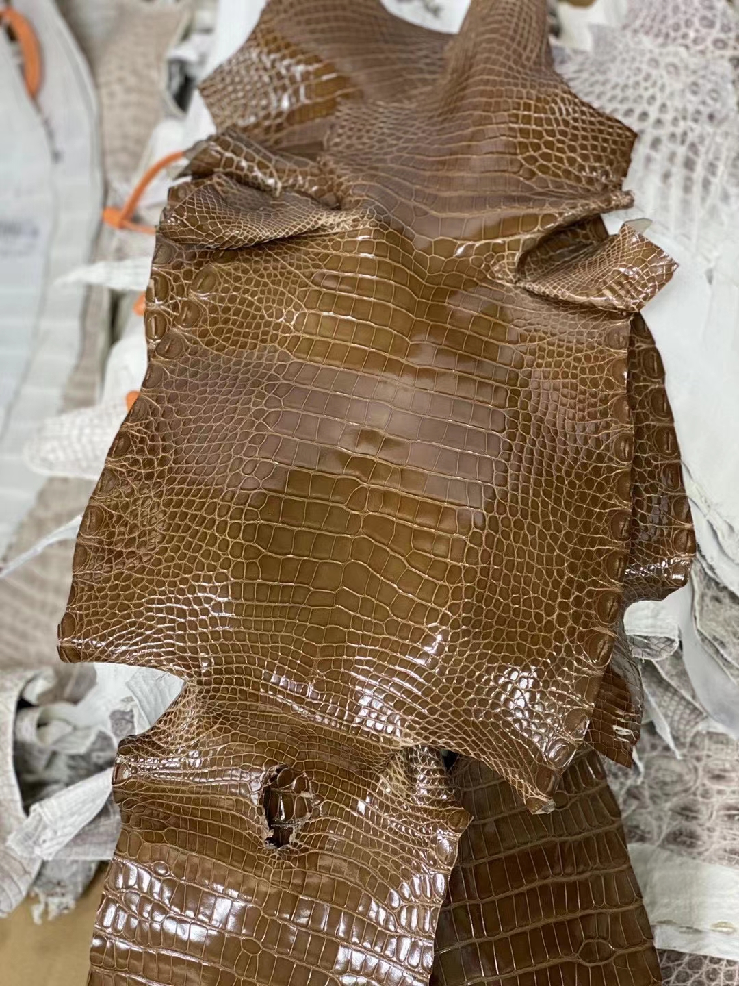Hermès（爱马仕）Alligatorshiny 亮面鳄鱼 烟草色 定制