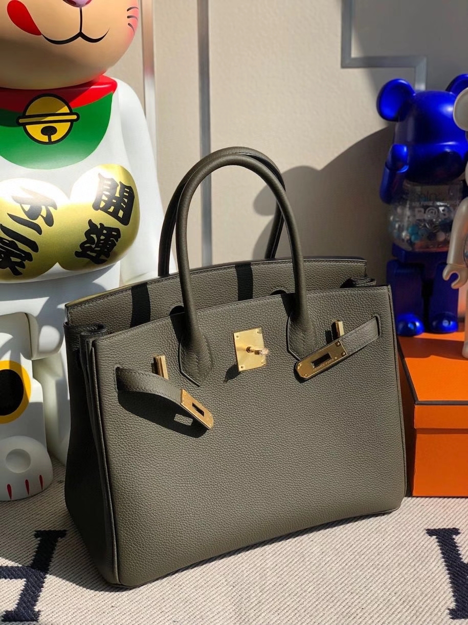 Hermès（爱马仕）Birkin 30cm 原厂小牛皮 togo 6H 橄榄绿 金扣 顶级手缝