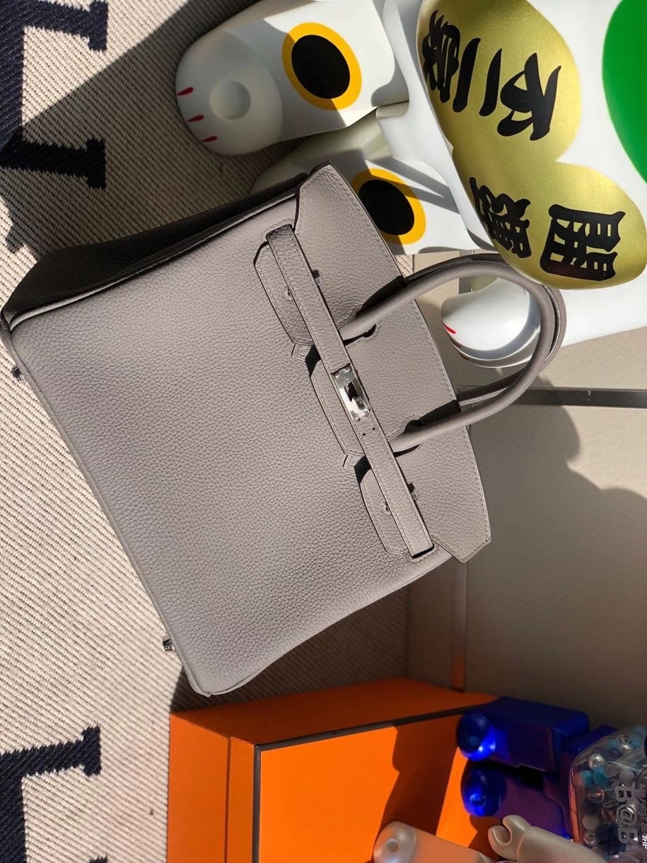Hermès（爱马仕）Birkin 25cm 原厂小牛皮 togo 8F 锡器灰 Etain银扣 顶级手缝