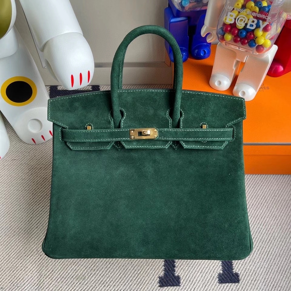 Hermès（爱马仕）Birkin 25cm 麂皮 2Ｑ英国绿 金扣 顶级手缝 现货