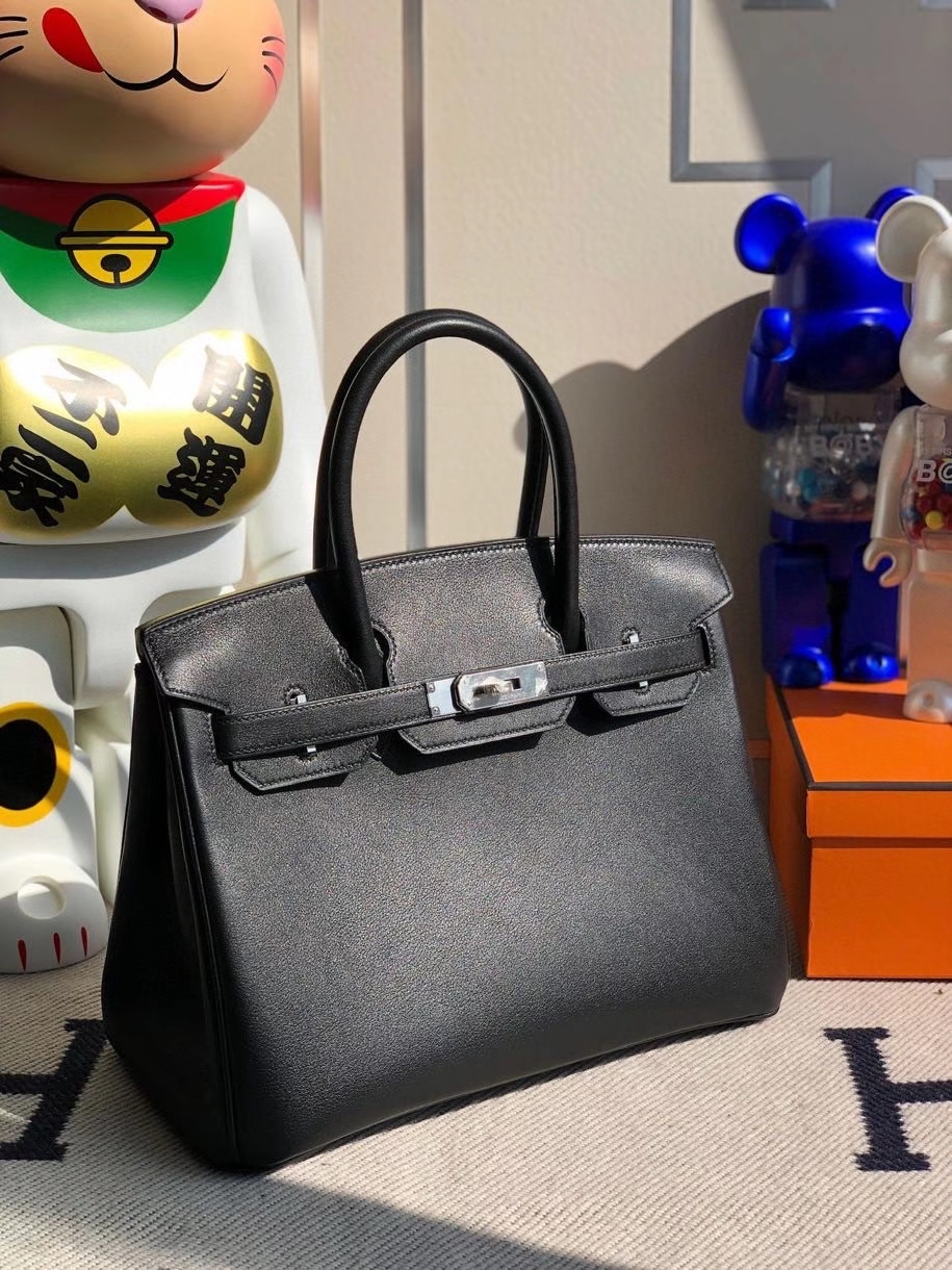 Hermès（爱马仕）Birkin 30cm Swift  ck89 黑色 内拼 丝绒绿 银扣 顶级手缝