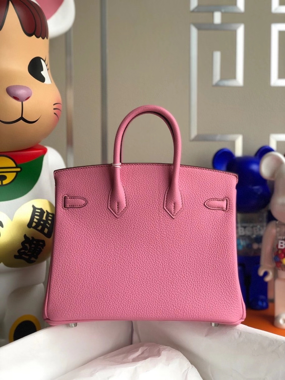 Hermès（爱马仕）Birkin 25cm 原厂小牛皮  5p 樱花粉 银扣 顶级手缝 现货