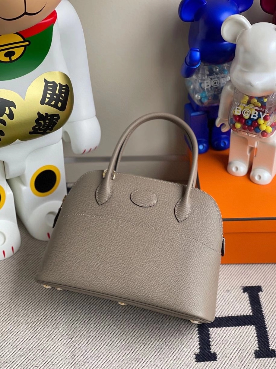 Hermès（爱马仕）Bolide 27cm Epsom 原厂掌纹皮 M8 沥青灰 金扣 顶级手缝