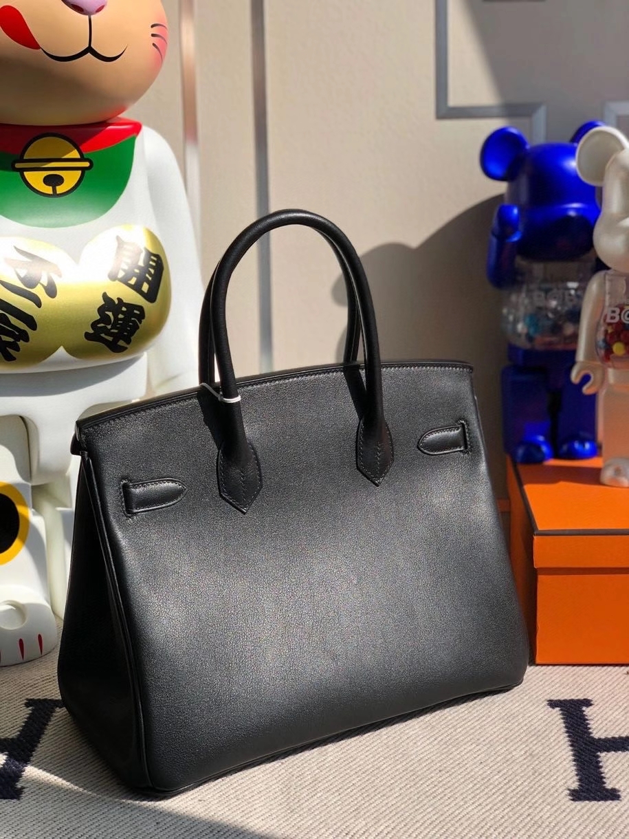 Hermès（爱马仕）Birkin 30cm Swift  ck89 黑色 内拼 丝绒绿 银扣 顶级手缝