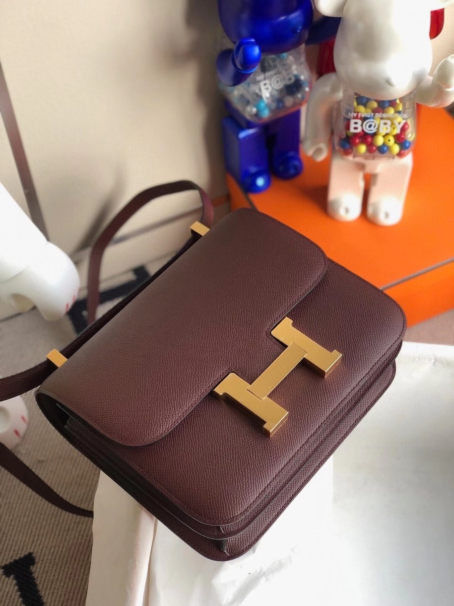 Hermès（爱马仕）Constance 18cm Epsom 原厂掌纹皮 ck55爱马仕红 金扣 顶级手缝 定制