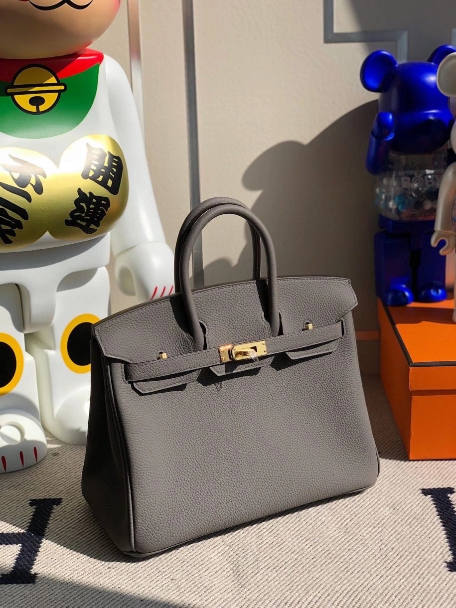 Hermès（爱马仕）Birkin 25cm 原厂小牛皮 togo 8F 锡器灰 Etain 金扣 顶级手缝