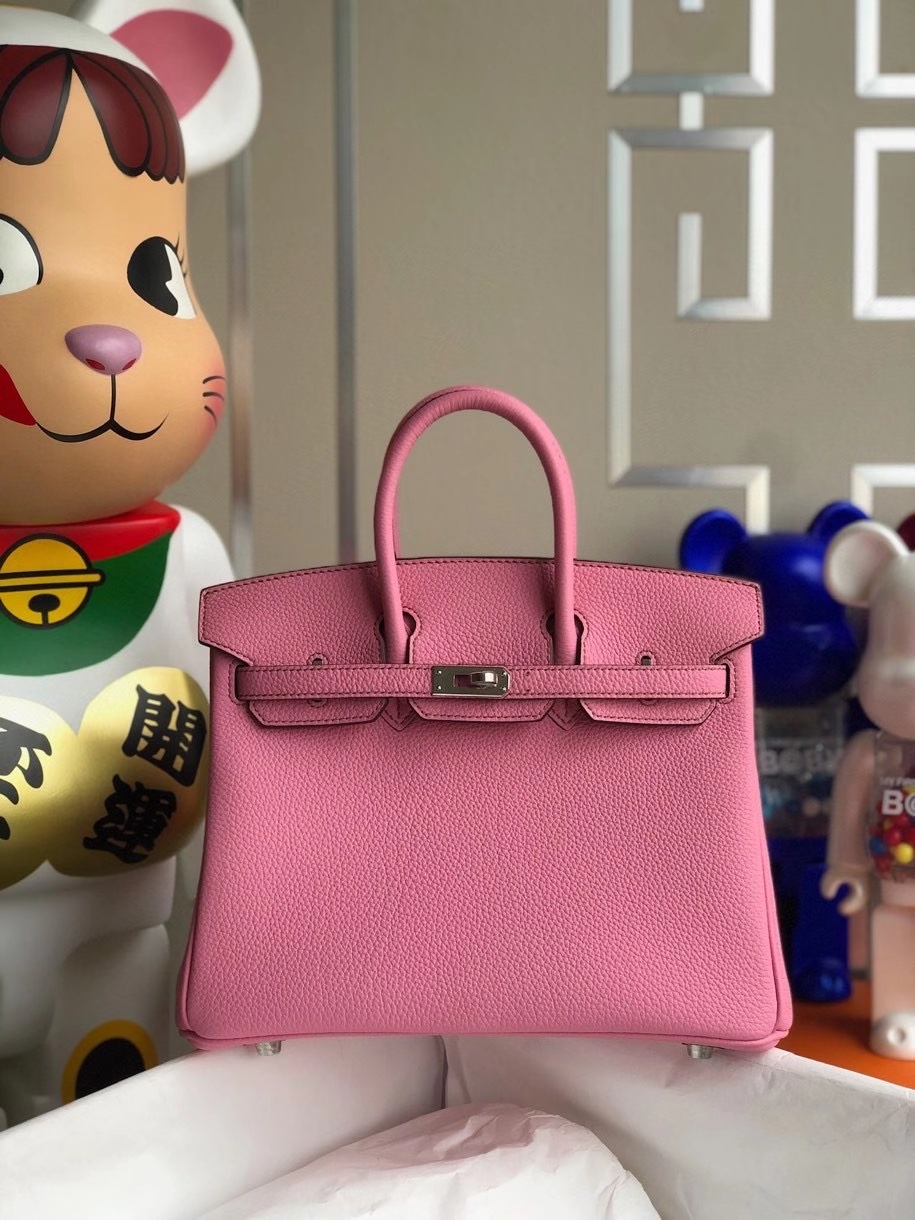 Hermès（爱马仕）Birkin 25cm 原厂小牛皮  5p 樱花粉 银扣 顶级手缝 现货