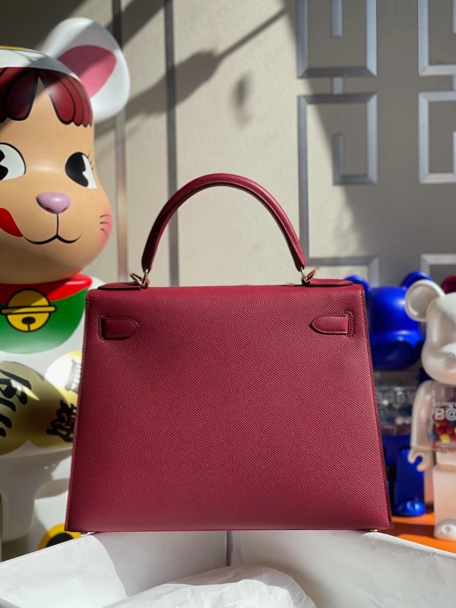 Hermès（爱马仕）Kelly 28cm Epsom 原厂掌纹皮 K1 石榴红 Rouge grenat 金扣 顶级手缝