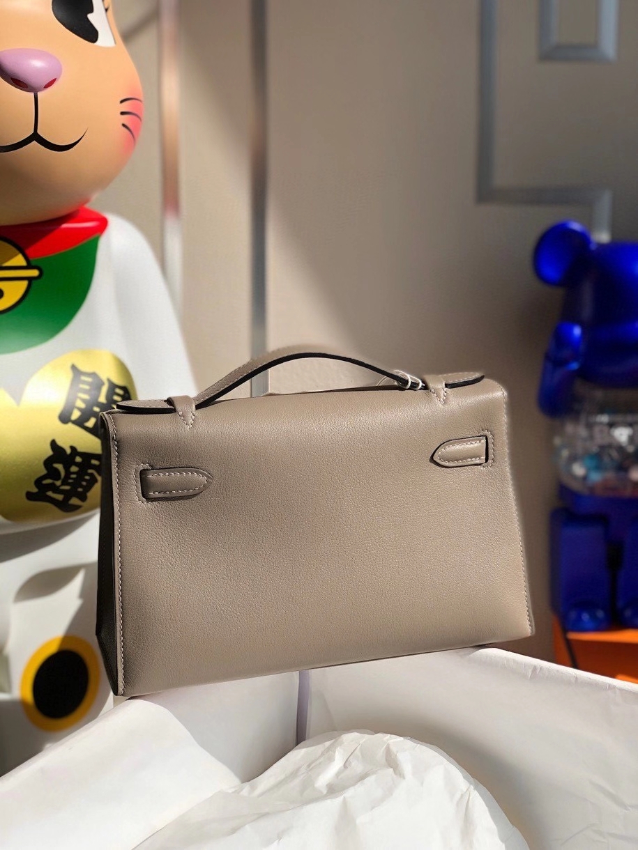 Hermès（爱马仕）Mini kelly swift  M8 沥青灰 gris ashpite 银扣 顶级手缝 手拿包 晚宴包