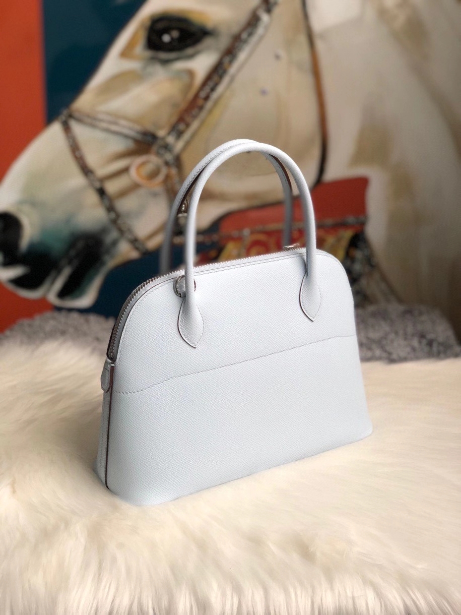 Hermès（爱马仕）Bolide 27cm Epsom 原厂掌纹皮 T0 雾蓝色 银扣 顶级手缝 现货
