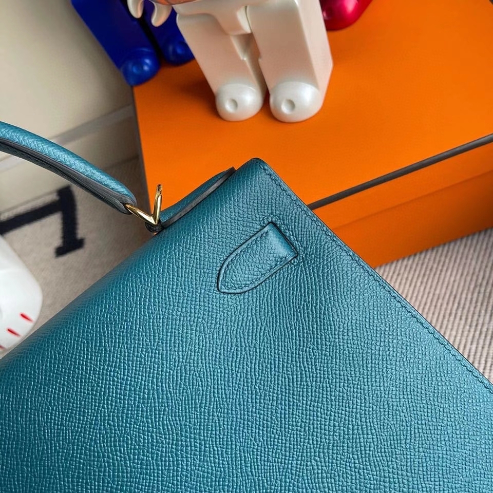Hermès（爱马仕）Kelly 28cm Epsom 原厂掌纹皮 W0 博斯普鲁斯绿 金扣 顶级手缝