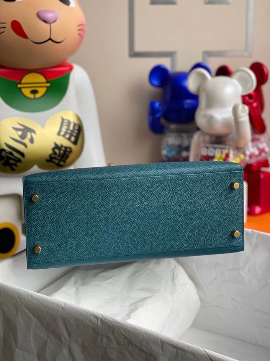 Hermès（爱马仕）Kelly 28cm Epsom 原厂掌纹皮 W0 博斯普鲁斯绿 金扣 顶级手缝