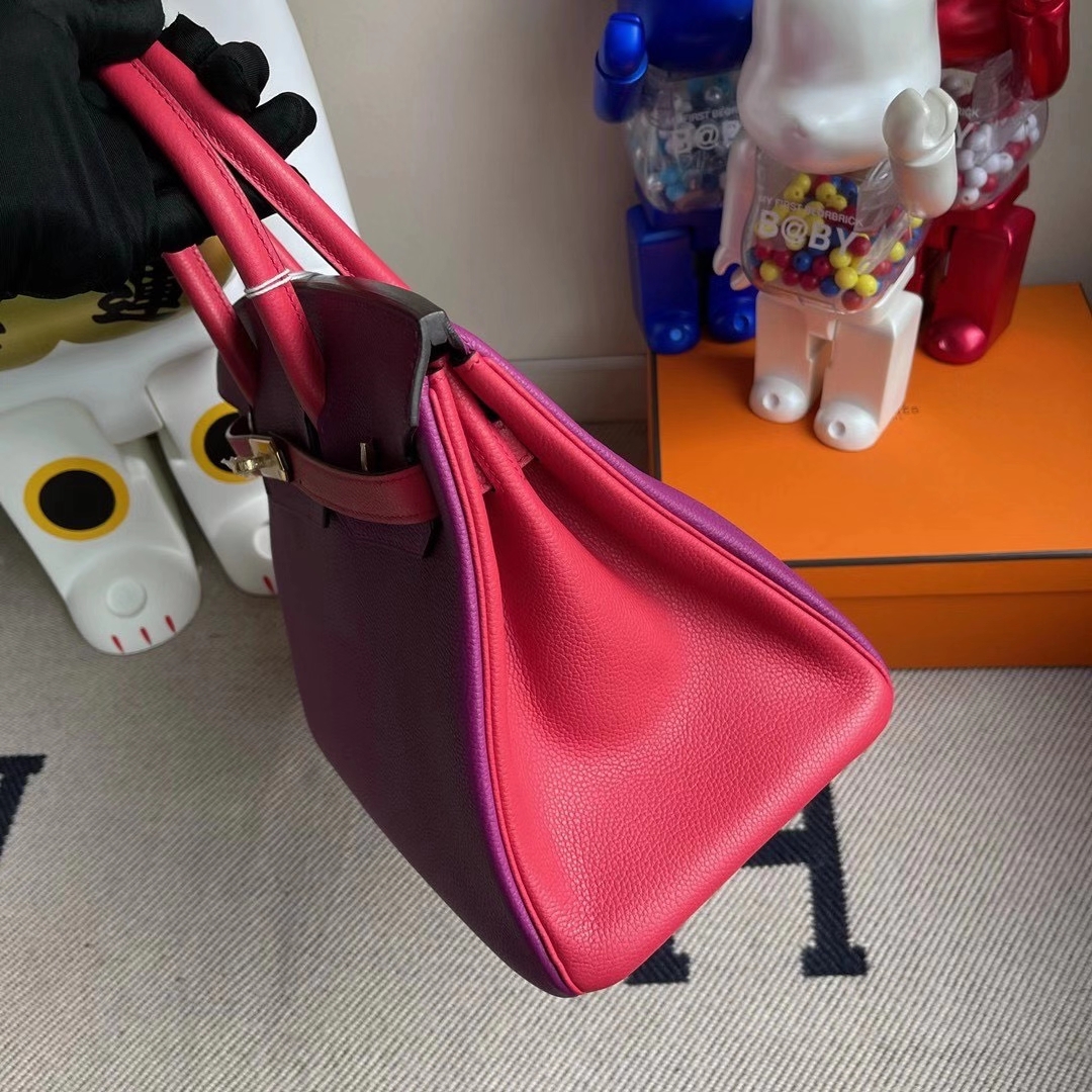 Hermès（爱马仕）Birkin 30cm  海葵紫拼桃红 金扣 马蹄印 顶级手缝