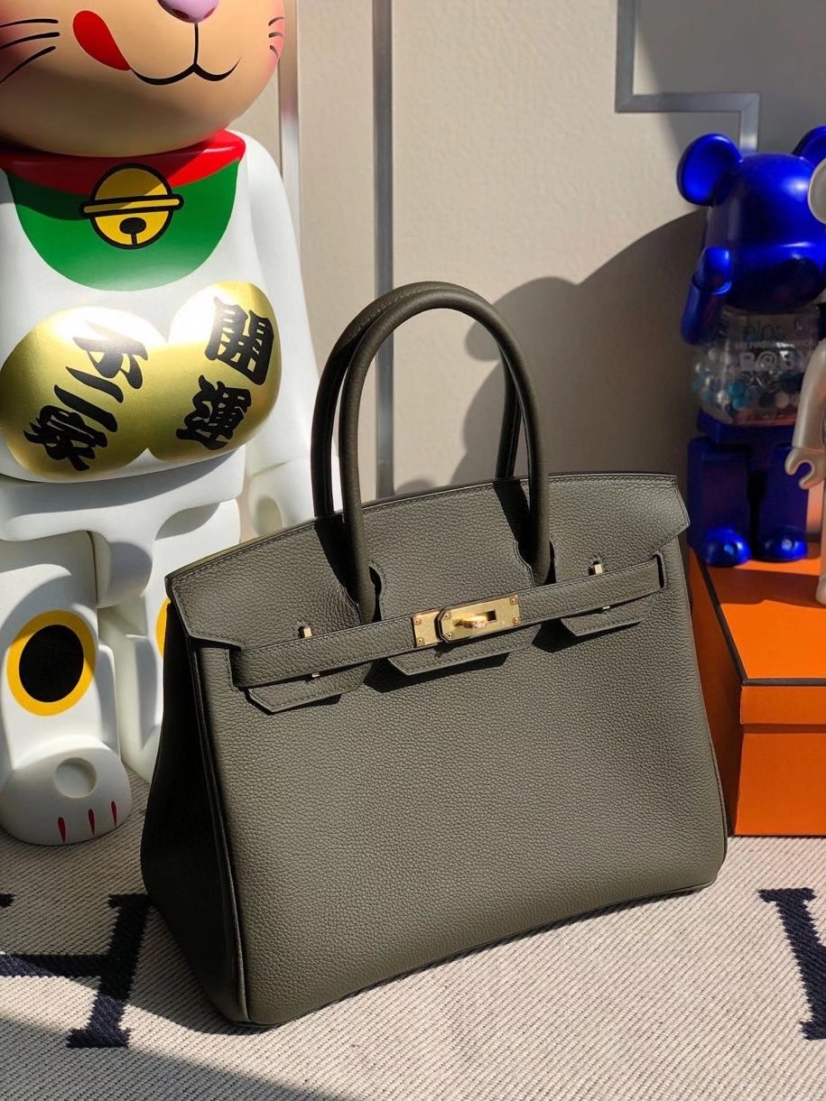 Hermès（爱马仕）Birkin 30cm 原厂小牛皮 togo 6H 橄榄绿 金扣 顶级手缝