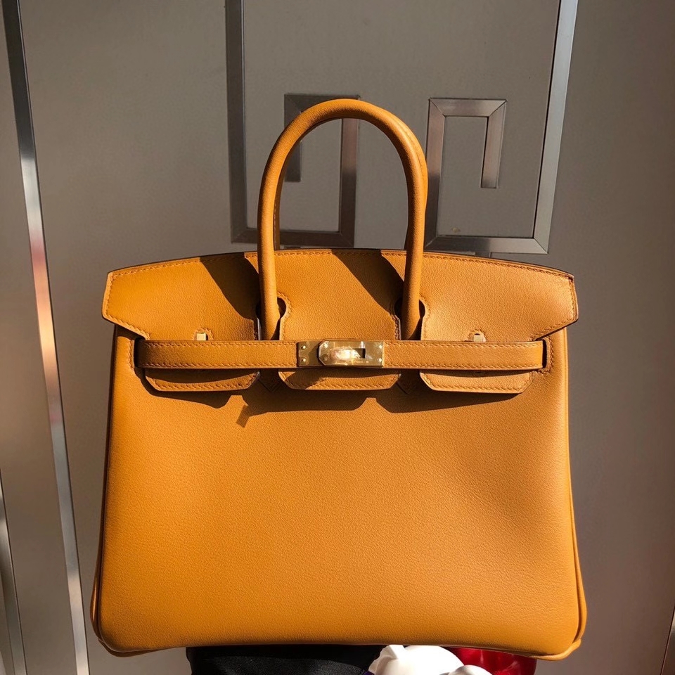 Hermès（爱马仕）Birkin 原厂swift 皮 2S 芝麻黄内拼柠檬黄 拉丝金扣 顶级手缝 25cm