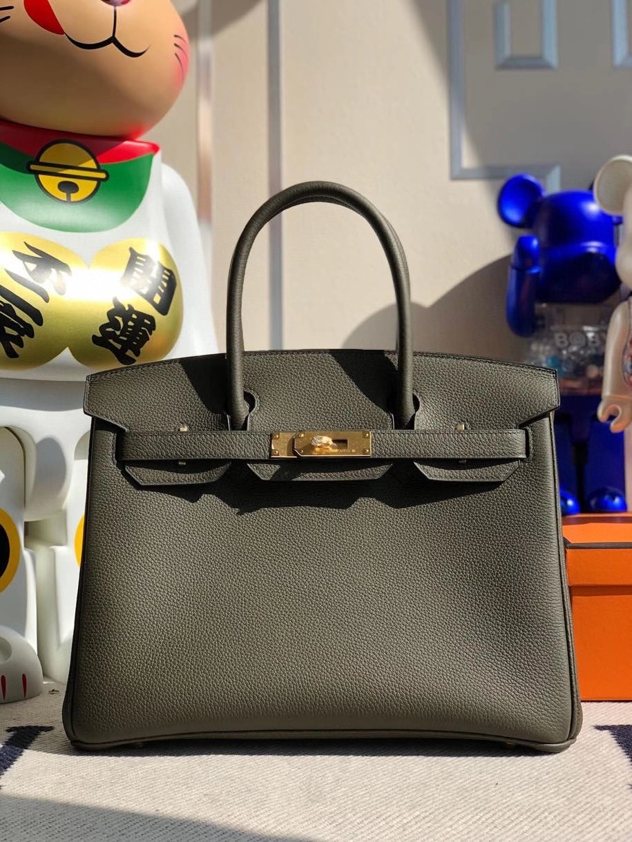 Hermès（爱马仕）Birkin 30cm 原厂小牛皮 togo 6H 橄榄绿 金扣 顶级手缝