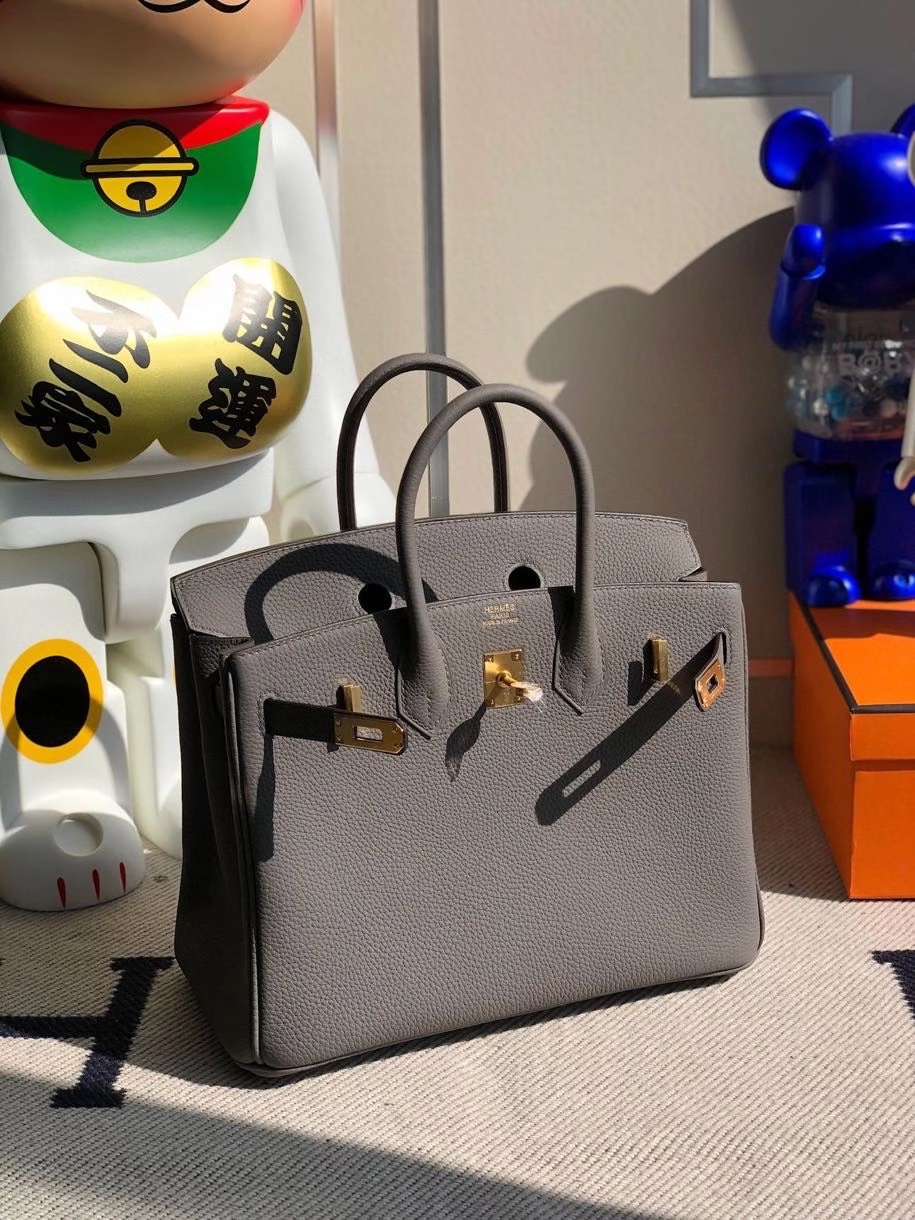 Hermès（爱马仕）Birkin 25cm 原厂小牛皮 togo 8F 锡器灰 Etain 金扣 顶级手缝