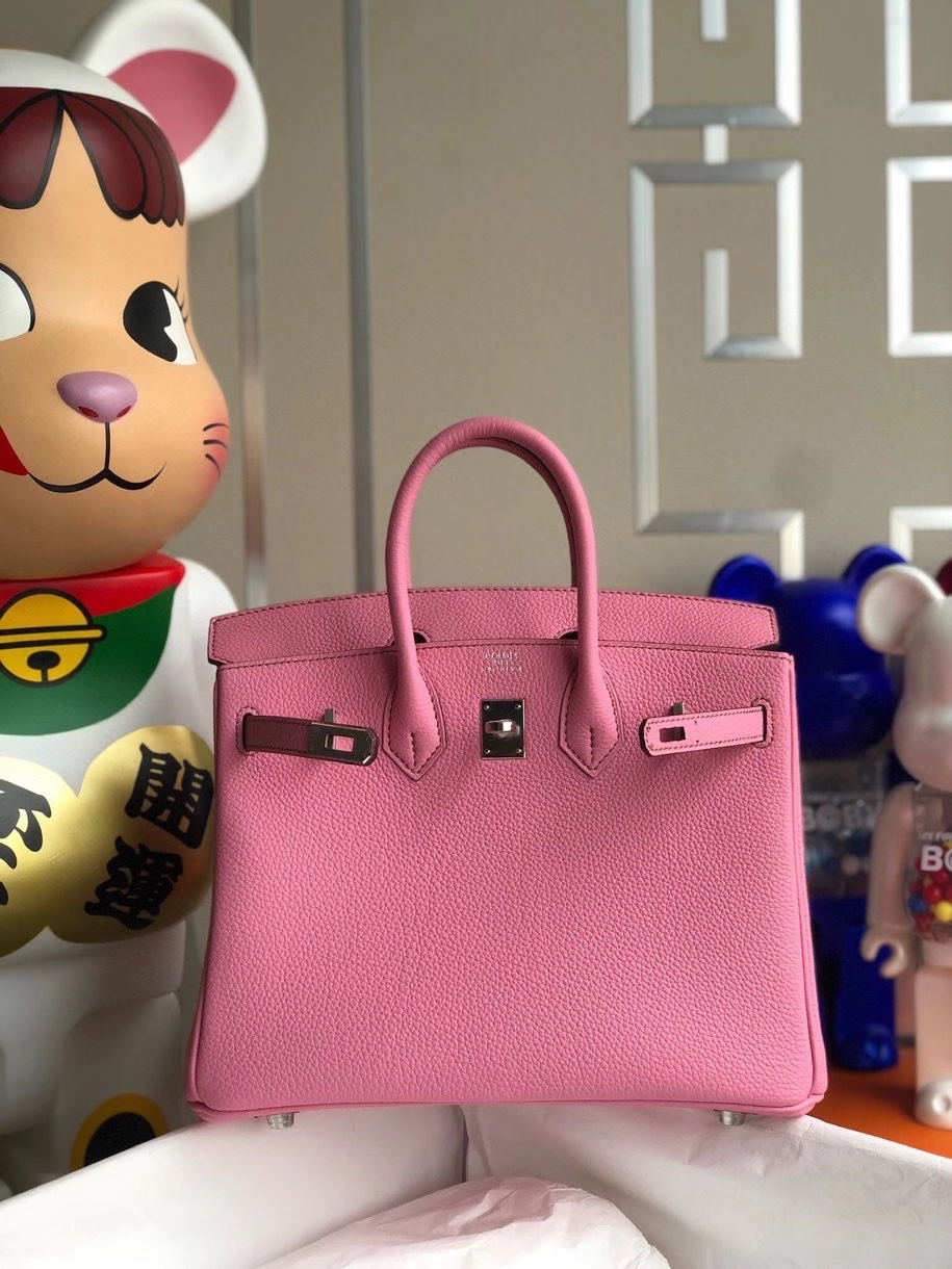 Hermès（爱马仕）Birkin 25cm 原厂小牛皮  5p 樱花粉 银扣 顶级手缝 现货
