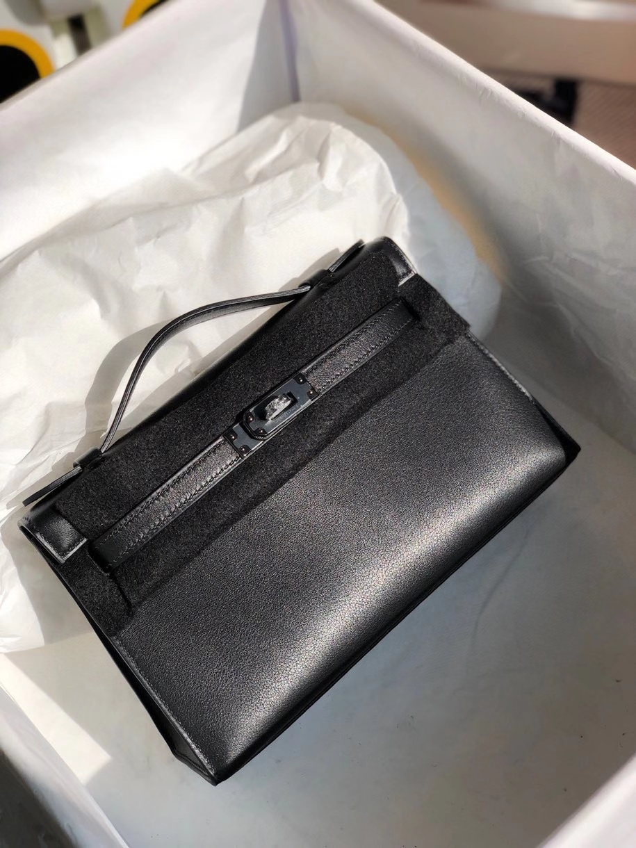 Hermès（爱马仕）Mini kelly pochette 22cm Swift  ck89 黑色 黑扣 So black 顶级手缝