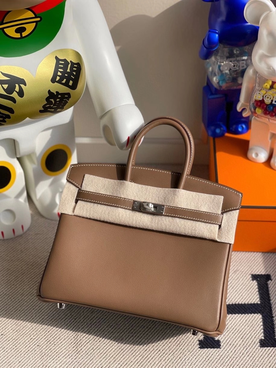 Hermès（爱马仕）Birkin 25cm Swift  ck18 大象灰Etoupe 银扣 顶级手缝 现货