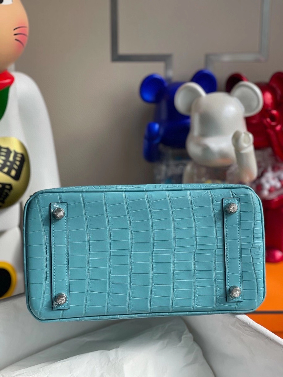 Hermès（爱马仕）Birkin 25cm Alligator matt 雾面鳄鱼 3Z 圣西尔蓝 银扣 顶级手缝