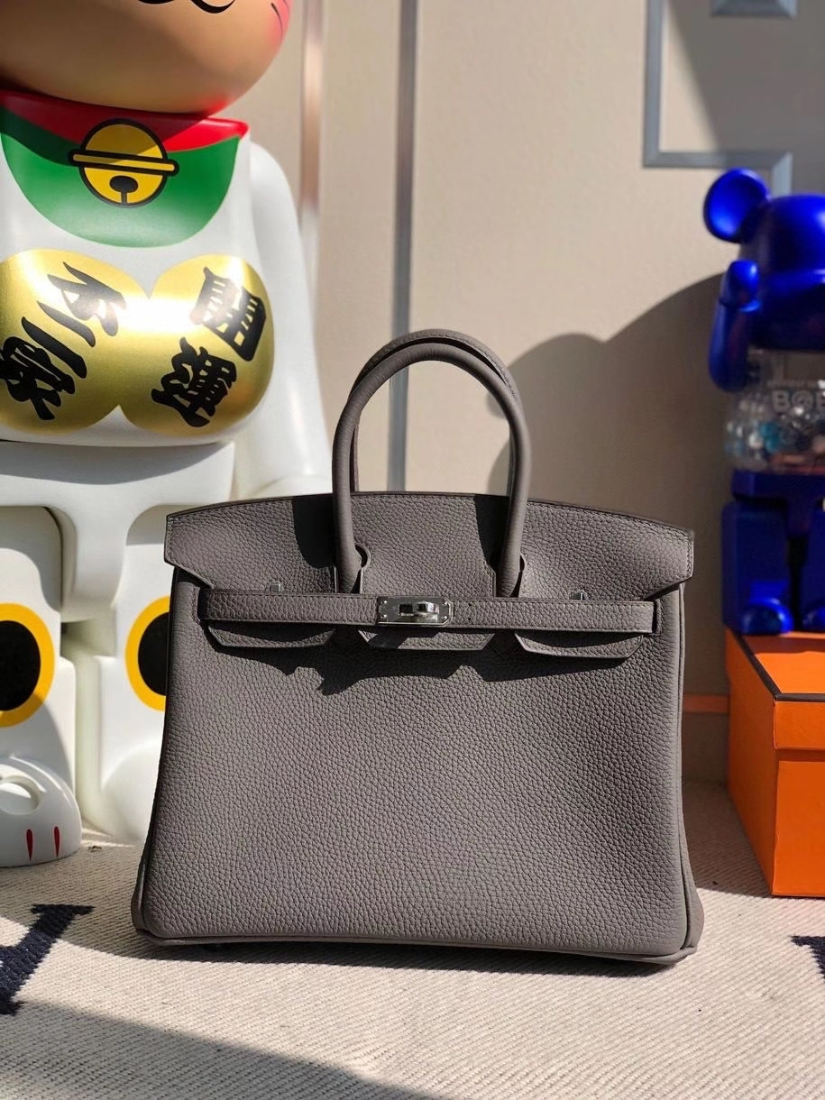 Hermès（爱马仕）Birkin 25cm 原厂小牛皮 togo 8F 锡器灰 Etain银扣 顶级手缝