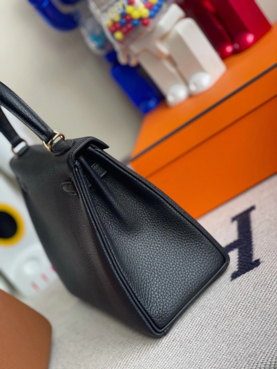Hermès（爱马仕）Kelly 25cm 原厂小牛皮 togo ck89 黑色 Noir 金扣 顶级手缝 现货