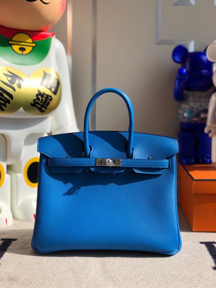 Hermès（爱马仕）Birkin 原厂swift 皮 7T 水妖蓝 银扣 顶级手缝 25cm