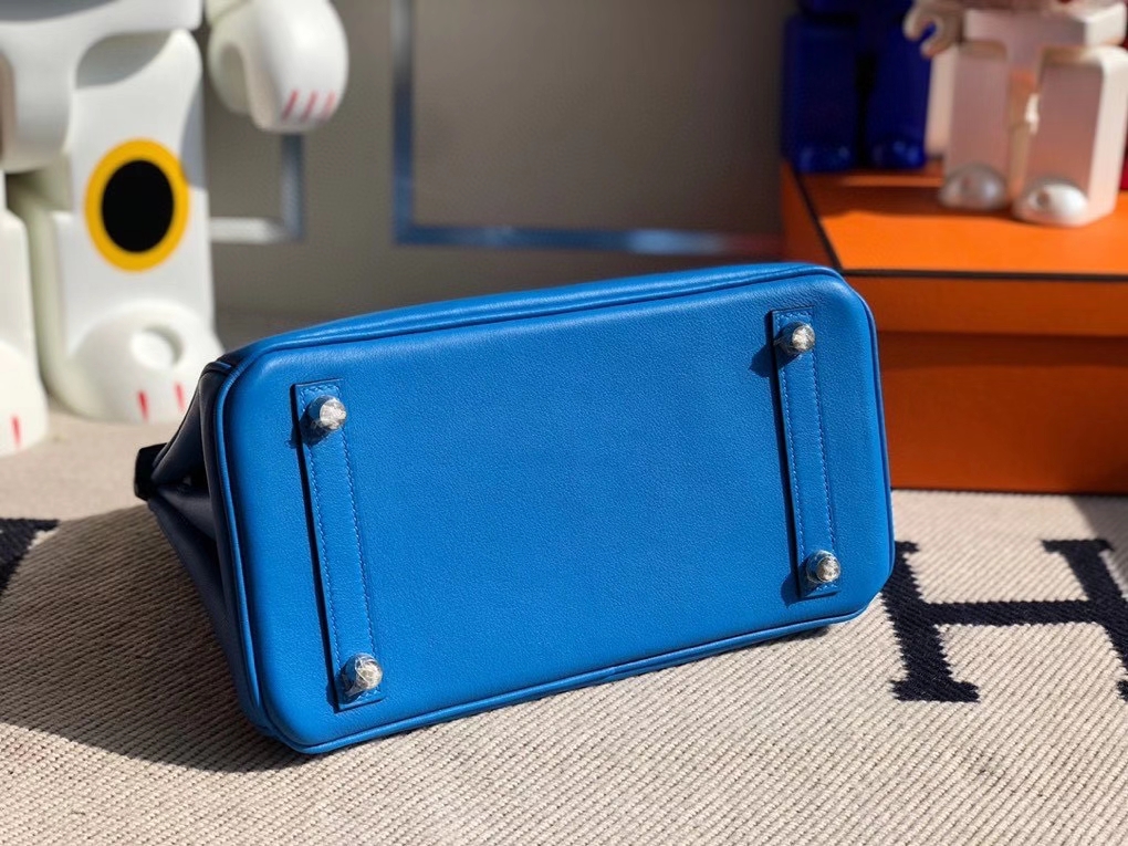 Hermès(爱马仕)Birkin 原厂swift 皮 7T 水妖蓝 银扣 顶级手缝 25cm-拉尔森鳄鱼皮具定制 - 爱马仕包包官网 Hermès(爱马仕)Birkin 原厂swift 皮 7T 水妖蓝 银扣 顶级手缝 25cm