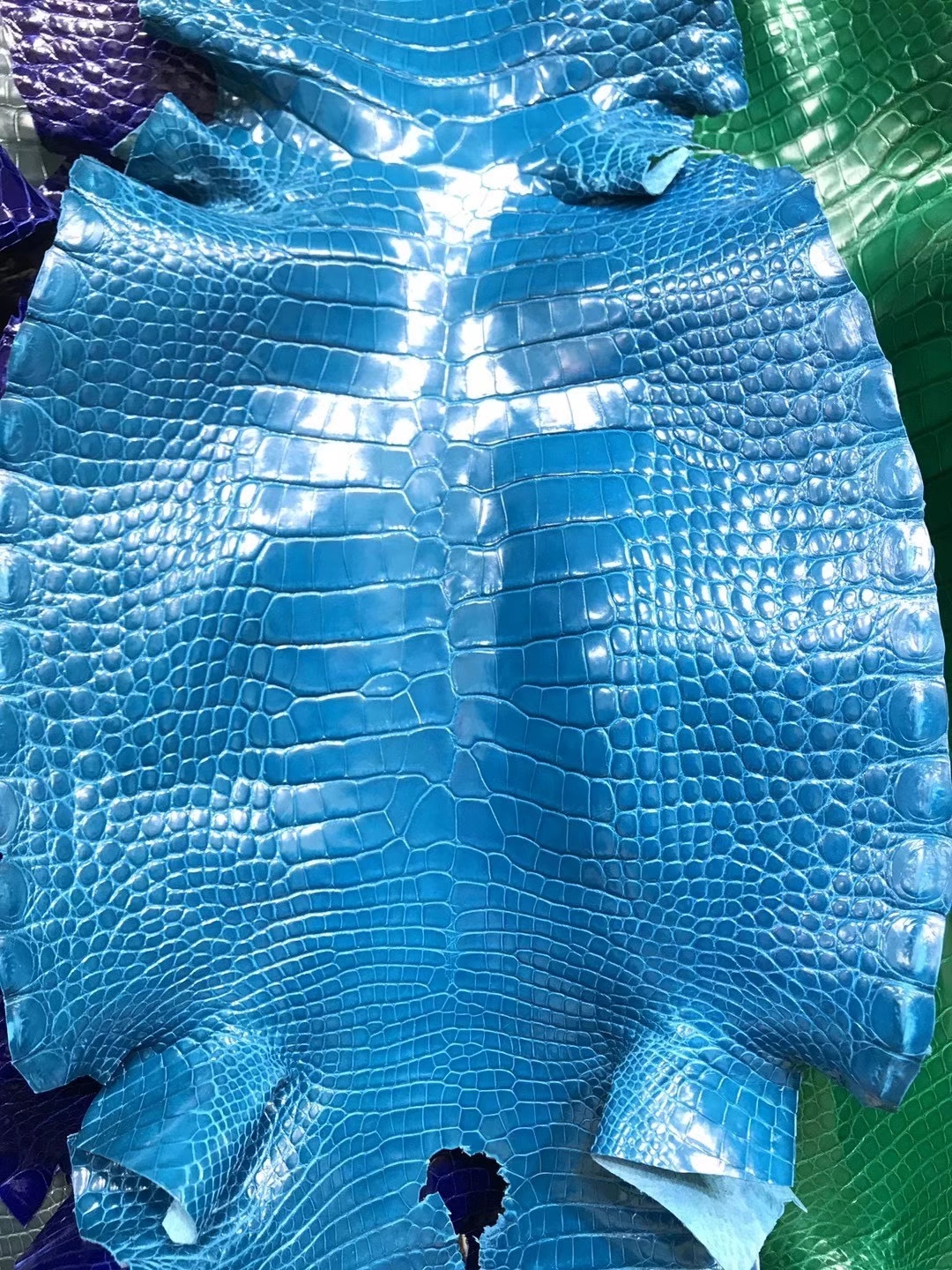 进口美洲鳄亮面 湖蓝-拉尔森鳄鱼皮具定制 - 爱马仕包包官网 进口美洲鳄亮面 湖蓝