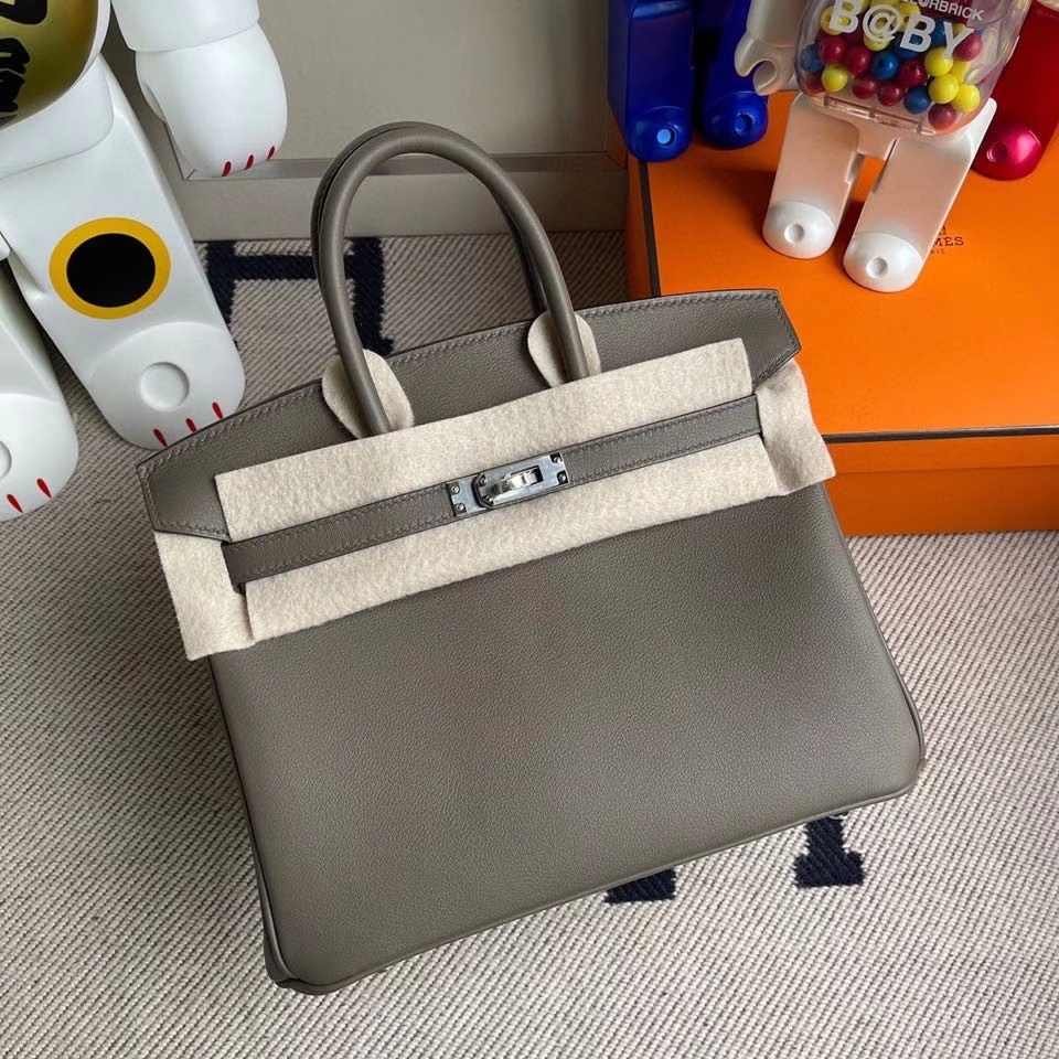 Hermès（爱马仕）Birkin 25cm Swift  ck81 大象灰 Etoupe 银扣 顶级手缝 现货