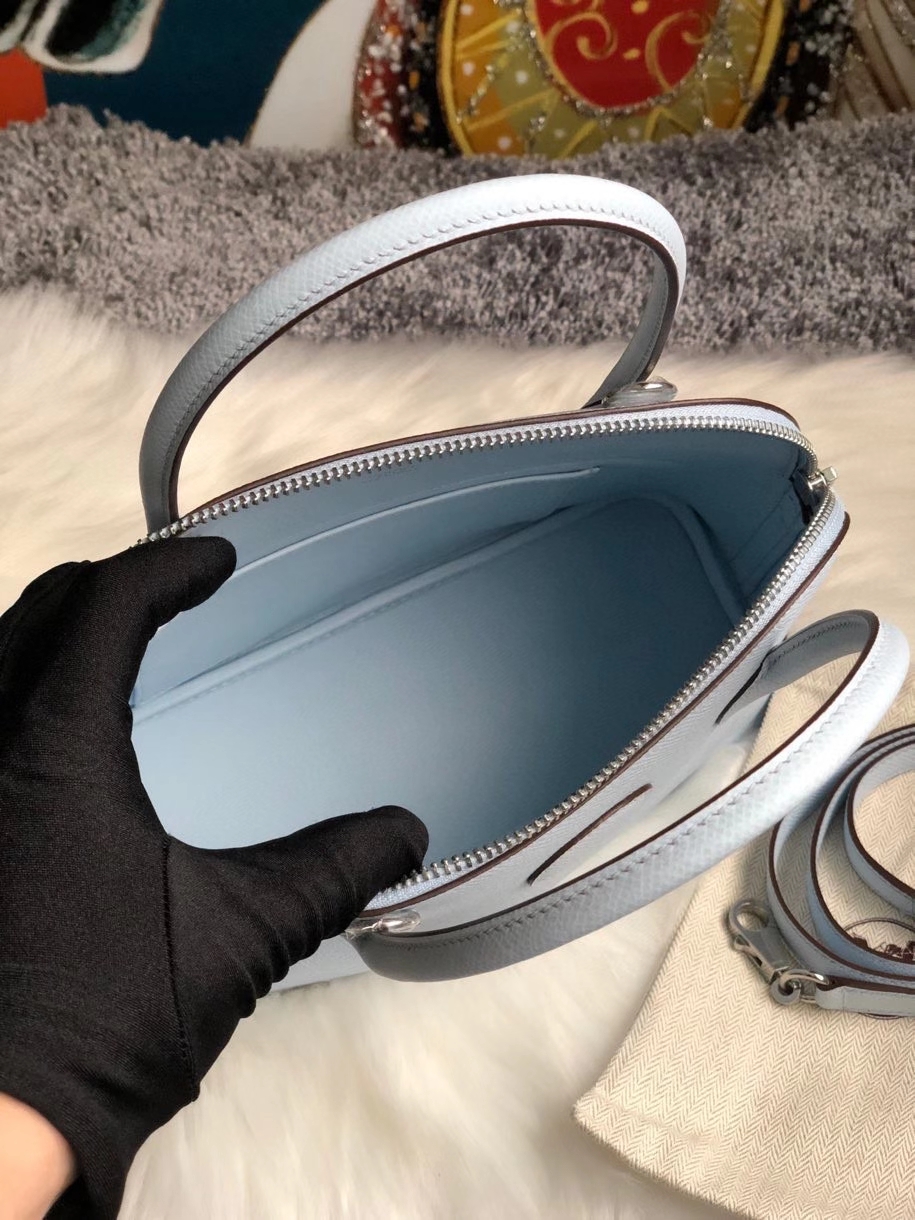 Hermès（爱马仕）Bolide 27cm Epsom 原厂掌纹皮 T0 雾蓝色 银扣 顶级手缝 现货