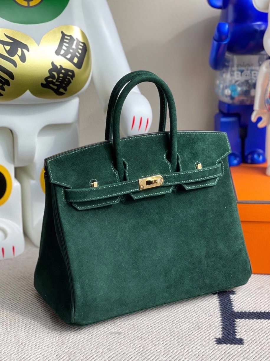 Hermès（爱马仕）Birkin 25cm 麂皮 2Ｑ英国绿 金扣 顶级手缝 现货