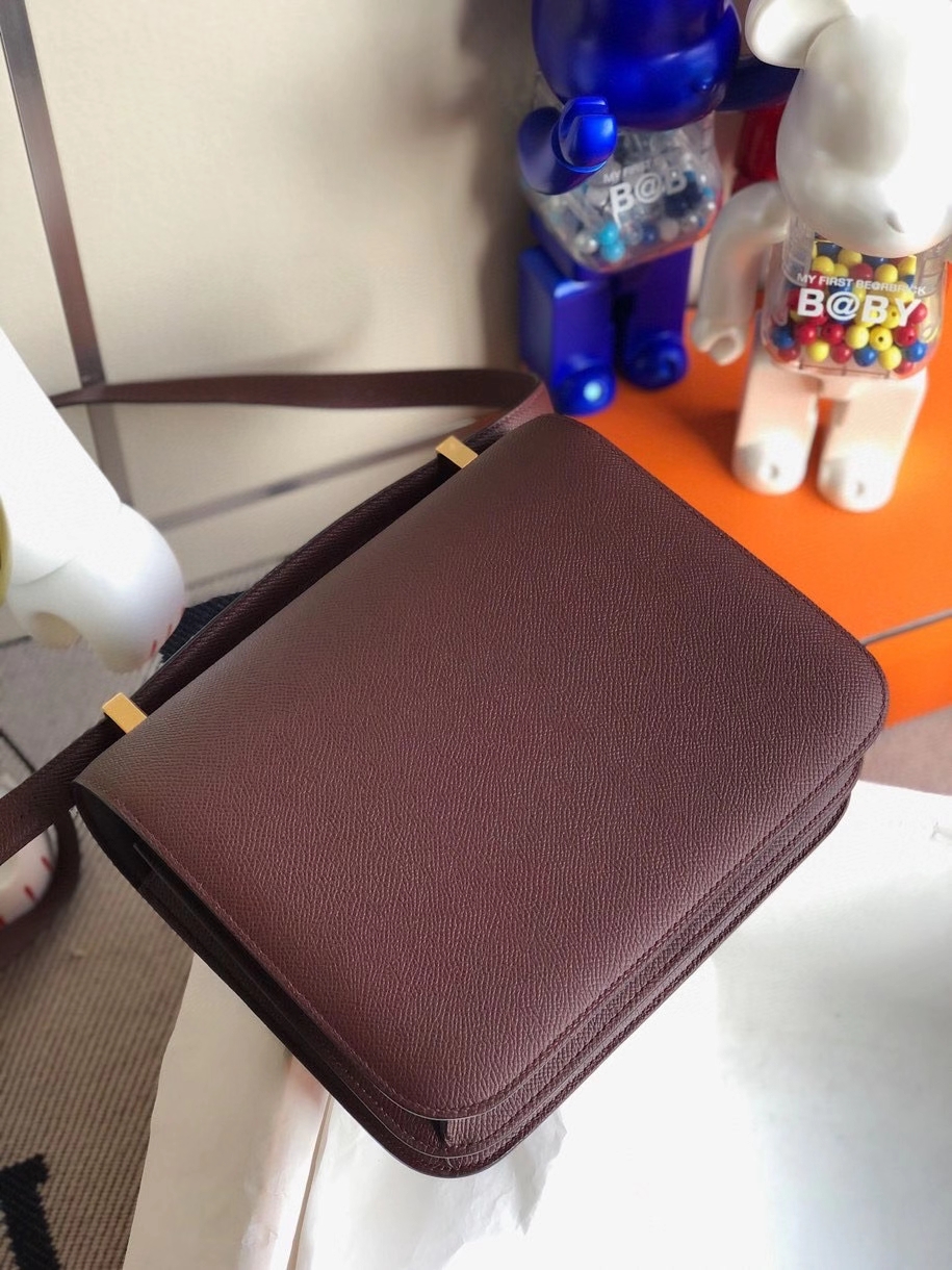 Hermès（爱马仕）Constance 18cm Epsom 原厂掌纹皮 ck55爱马仕红 金扣 顶级手缝 定制