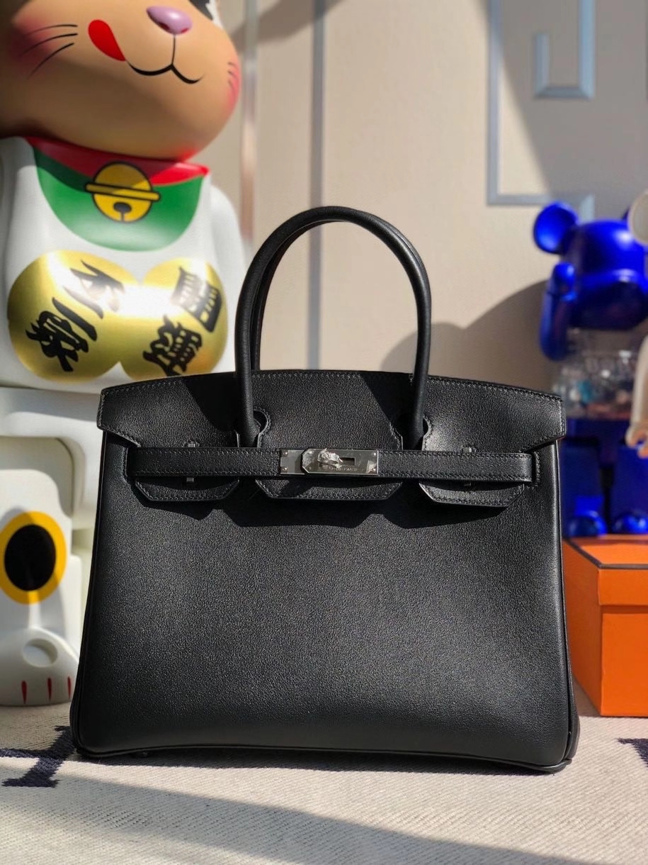 Hermès（爱马仕）Birkin 30cm Swift  ck89 黑色 内拼 丝绒绿 银扣 顶级手缝