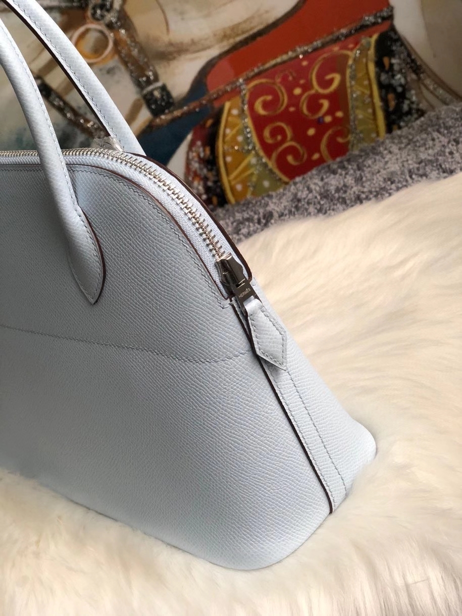 Hermès（爱马仕）Bolide 27cm Epsom 原厂掌纹皮 T0 雾蓝色 银扣 顶级手缝 现货
