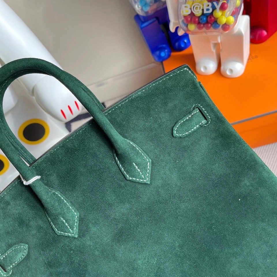 Hermès（爱马仕）Birkin 25cm 麂皮 2Ｑ英国绿 金扣 顶级手缝 现货