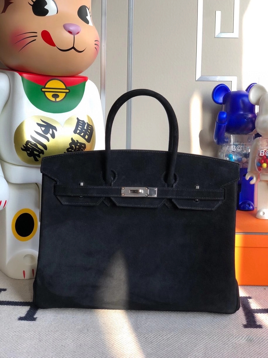 Hermès（爱马仕）Birkin 35cm 麂皮 ck89黑色noir 银扣 顶级手缝