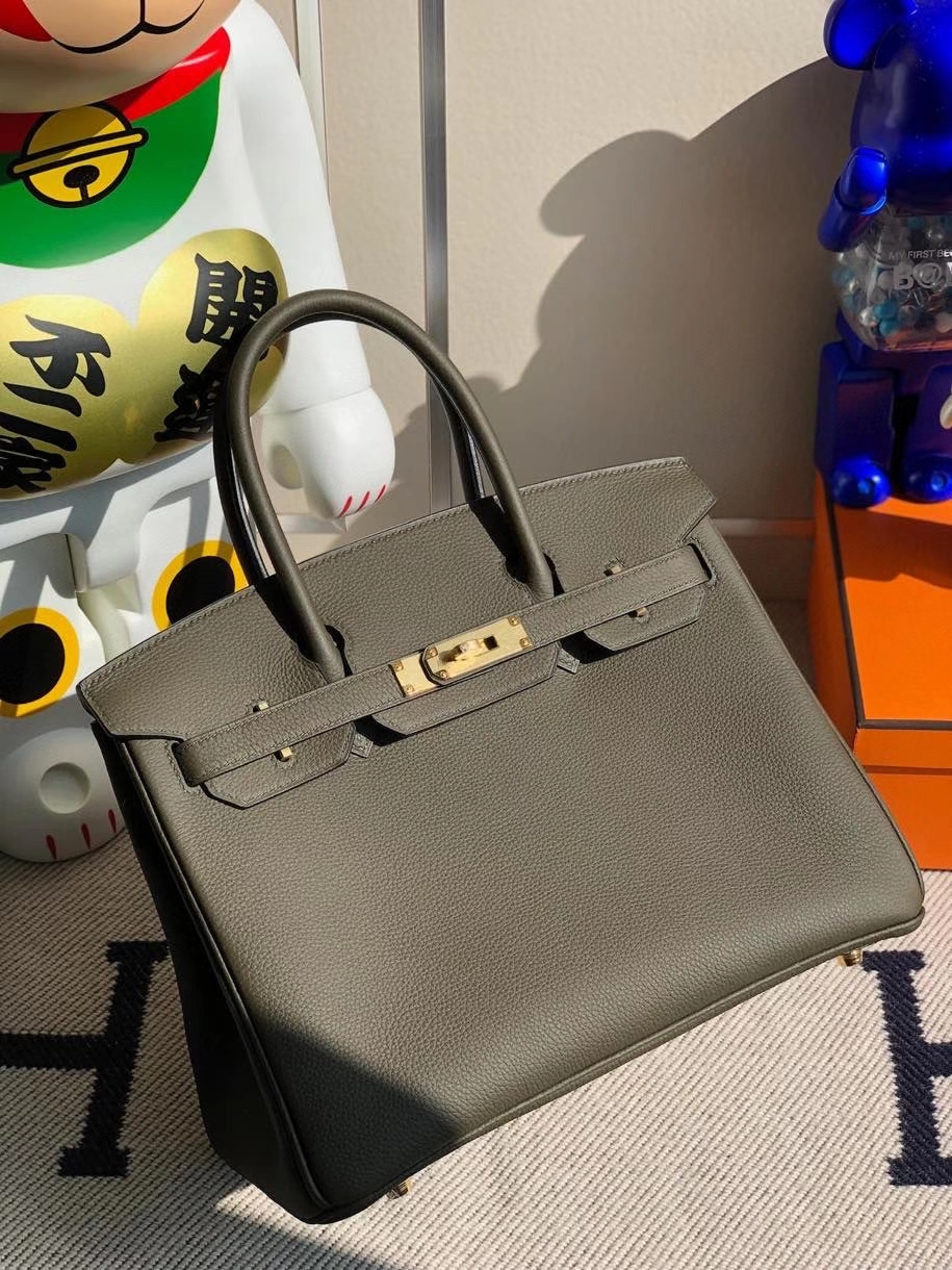 Hermès（爱马仕）Birkin 30cm 原厂小牛皮 togo 6H 橄榄绿 金扣 顶级手缝