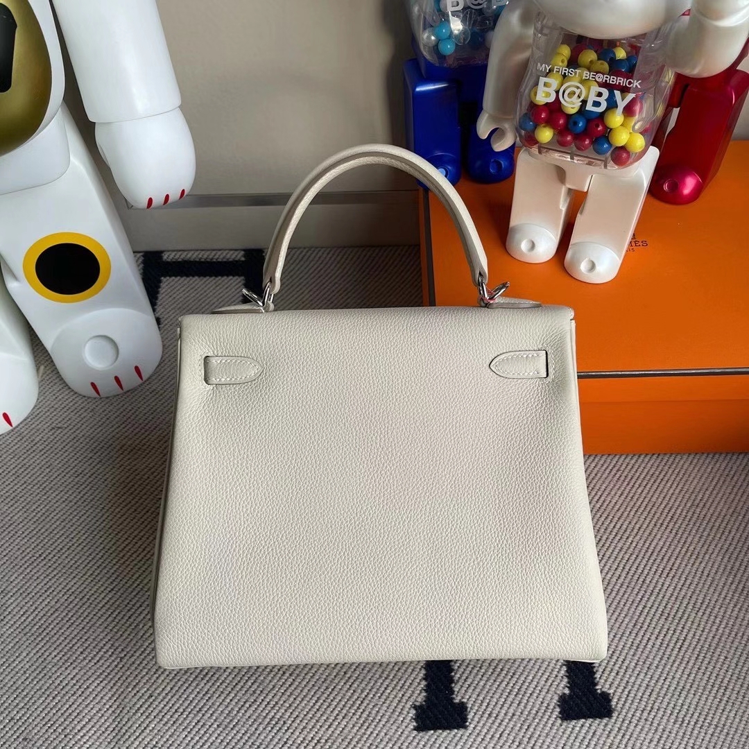 Hermès（爱马仕）Kelly  25cm Togo Ck10奶昔白内拼3Q新粉色 顶级工艺 全手工缝制 银扣